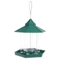 Transparent House Shaped Bird Feeder Large Bird Feeder Removable Tray With Drain Holes (Green)