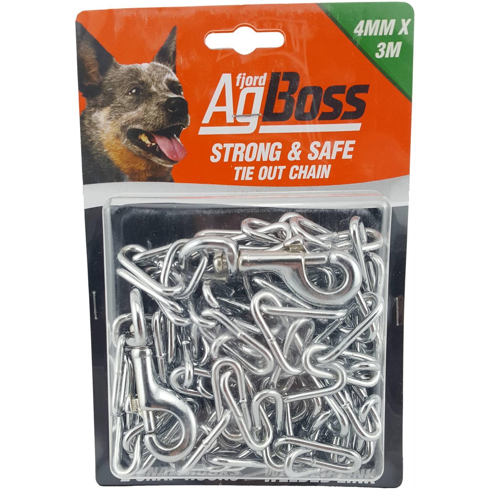AgBoss 4mm x 3m Tie Out Chain Dog Pet Tie Out Chain 4mm Thick Heavy Duty