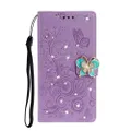 Rhinestone butterfly PU Leather Case For Samsung S20 Flip Cover