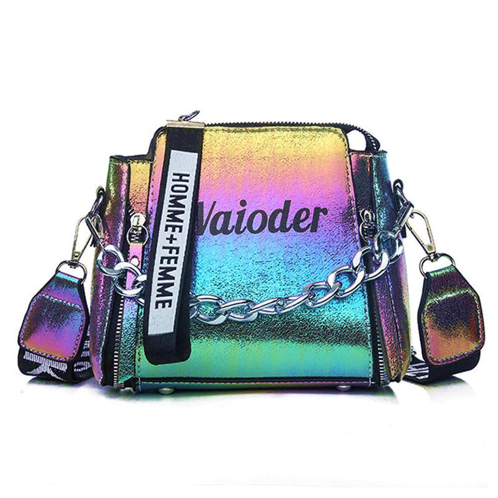 Laser Women Letter Shoulder Bag Popular Female Handbag Holiday PU Messenger Bags For Lady Design Exquisite Crossbody Bucket