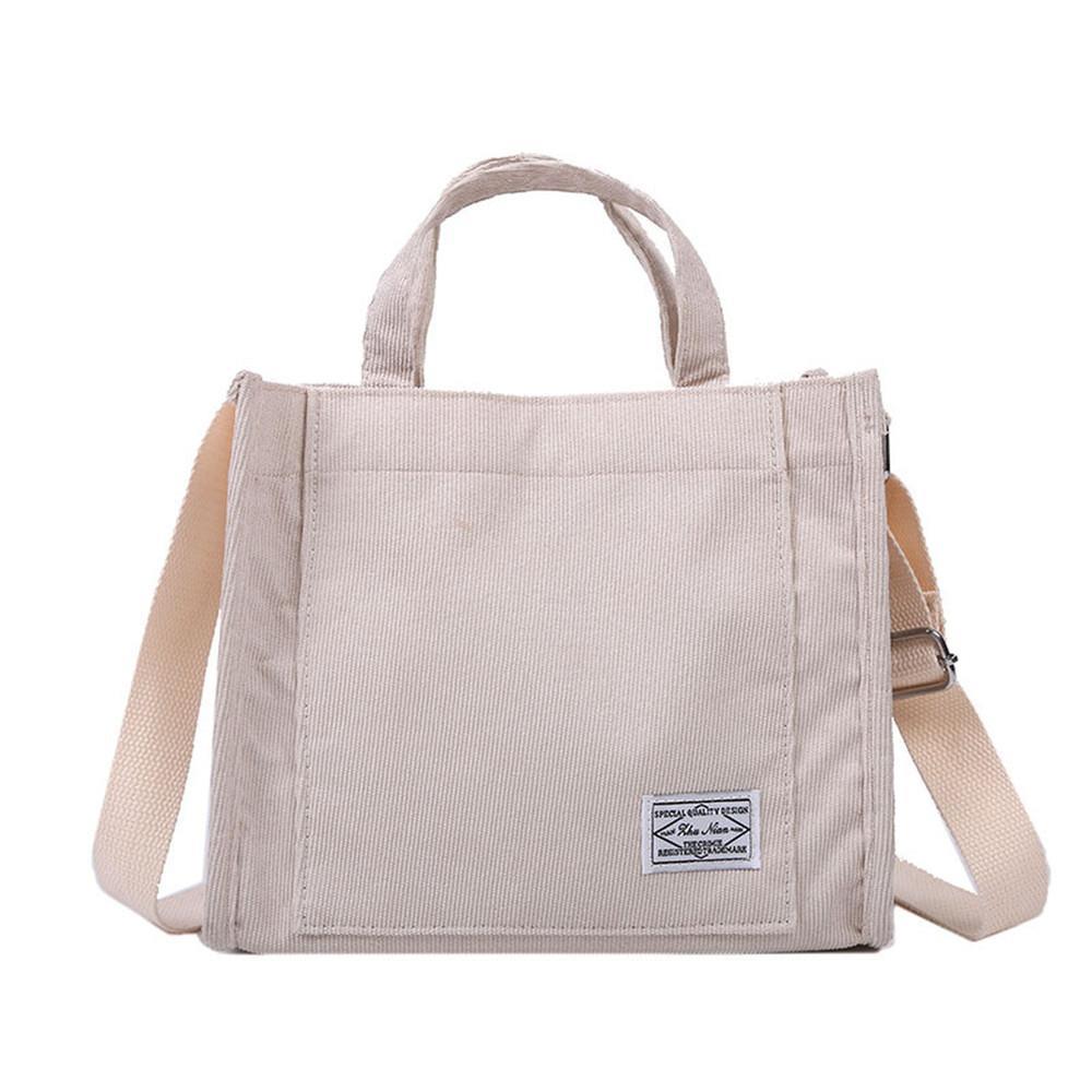 Women Corduroy Zipper Shoulder Bag Small Cotton Canvas Handbag Casual Tote Female Eco Crossbody Bag Vintage Messenger Bags