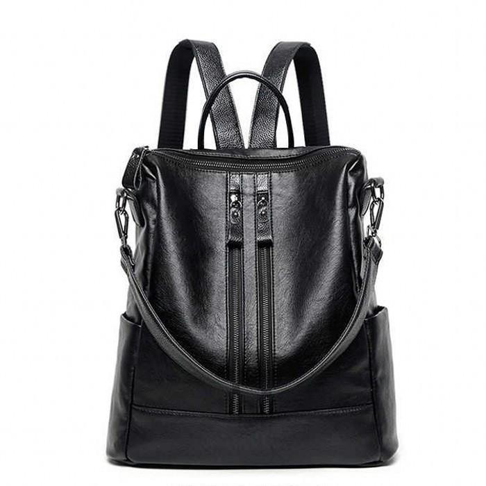 2 Pcs Waterproof Women's Backpack School Bag Soft Pu Leather Female Shoulder Bags Fashion Travel Ladies Bagpack