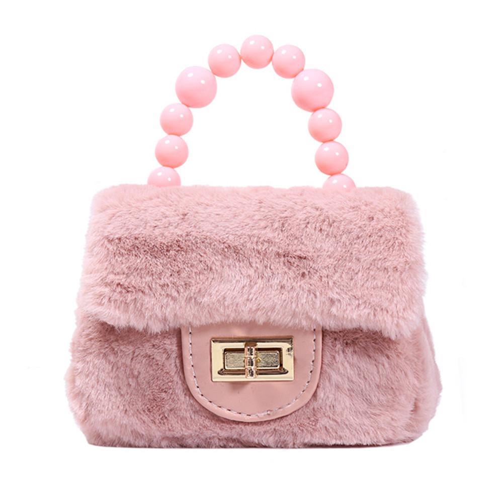 Women Mini Handbags Tote Fashion Faux Fur Crossbody Bags for Women Small Coin Pouch Girls Plush Clutch Purse Bag