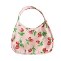 Creative Design Women Canvas Underarm Shoulder Bag Strawberry Handbag Classic Texture Chic Lady Shopping Travel Tote