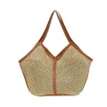 Women Straw Handbag Summer Beach Woven Totes Handmade Knitted Boho Shoulder Bag Popular Simple Female Daily Bag