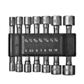 2SETS 14 Pcs/Set 1/4 Inch Hex Shank Power Nut Driver Drill Bit Set SAE Metric Socket Wrench Screw Screwdriver Handle Tools No Magnetic