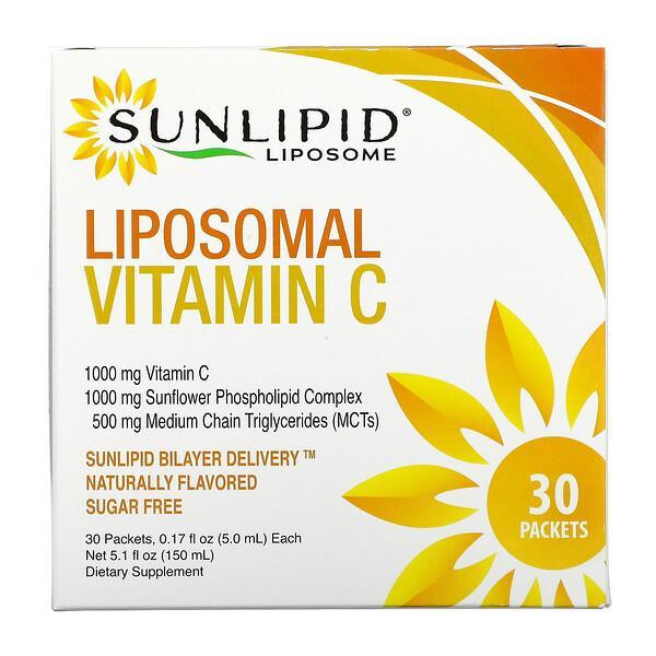 SunLipid Liposomal Vitamin C Naturally Flavoured Sunflower Phospholipid MCT's - 30 Packets, 5ml Each
