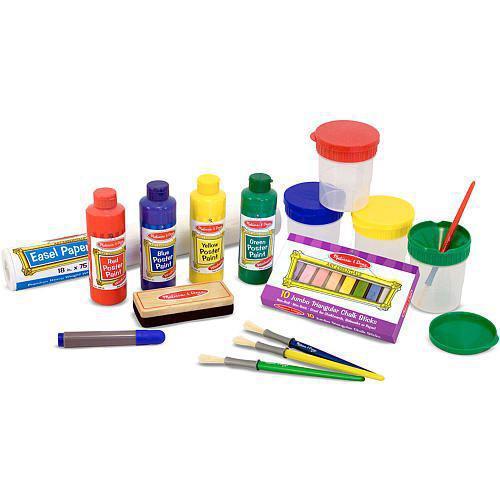 Easel Accessory Set - Paint, Cups, Brushes, Chalk, Paper, Dry-Erase Marker
