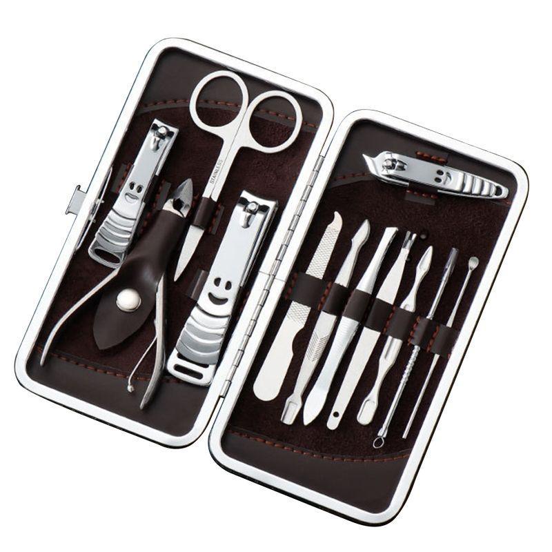 12PCS Manicure Pedicure Set Stainless Nail Clippers Kit Cuticle Grooming Case OZ