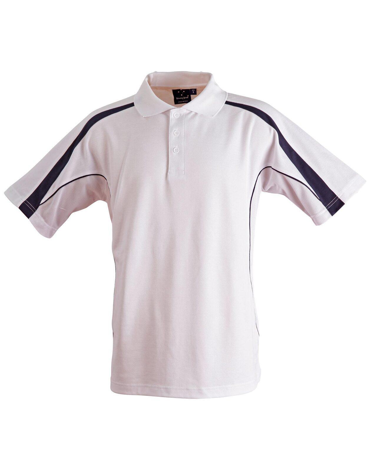 PS53 Sz 3XL LEGEND Polyester Cotton Men's Polo Shirt White/Navy