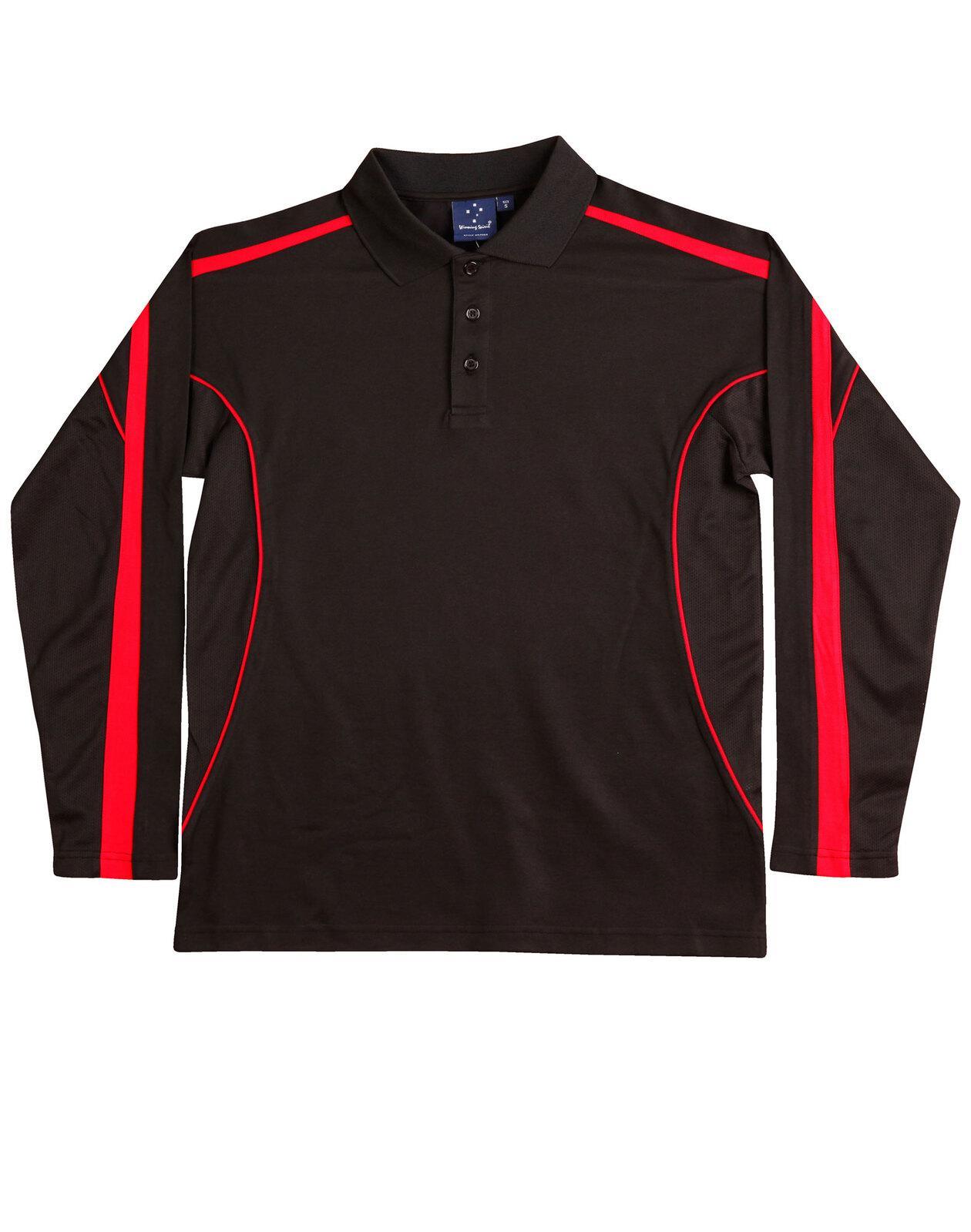 PS69 Sz 3XL Easy Fit LEGEND PLUS Polyester Men's Polo Shirt Black/Red