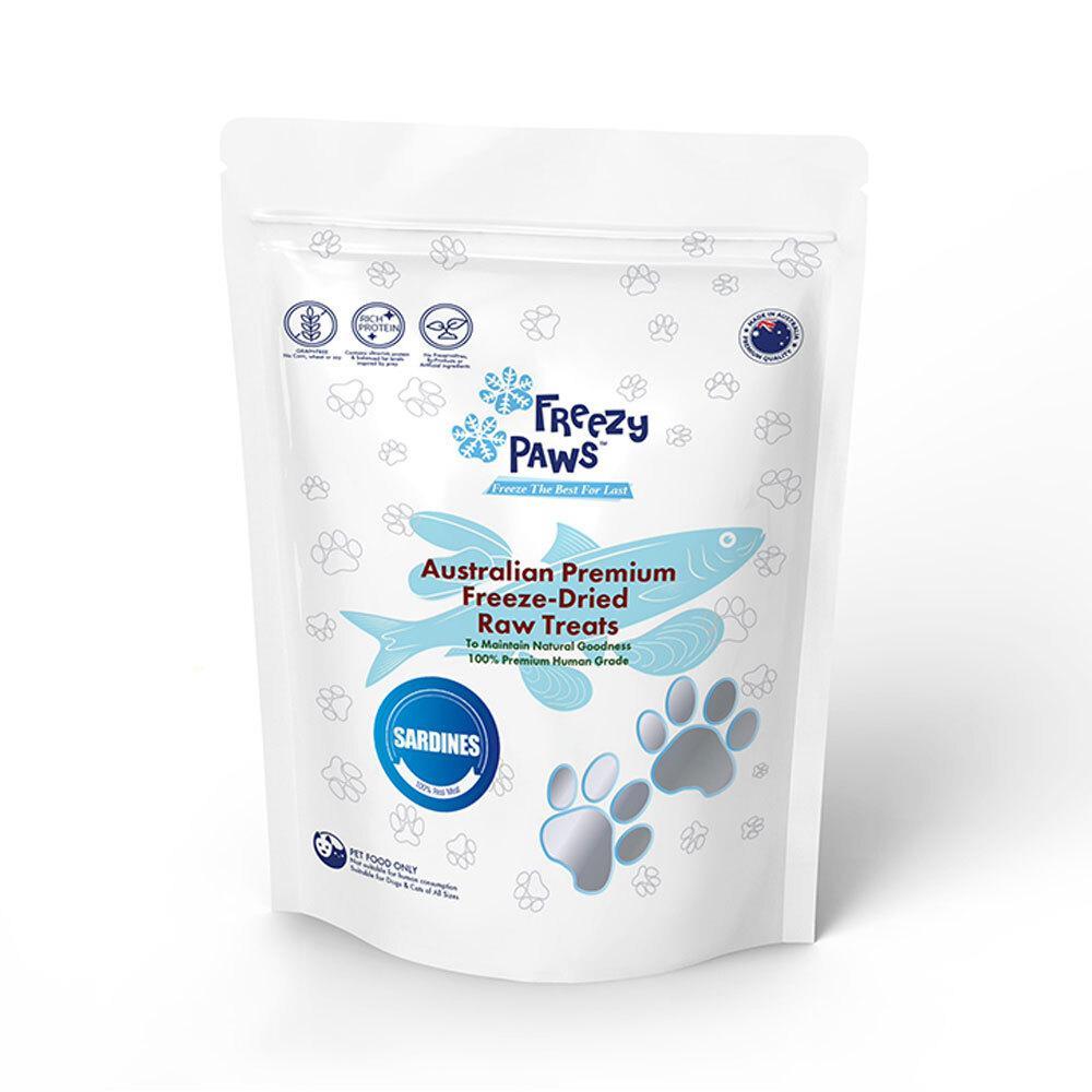 Freezy Paws 80g High Protein Pet Cat Dog Food Freeze Dried Sardines Raw Treat