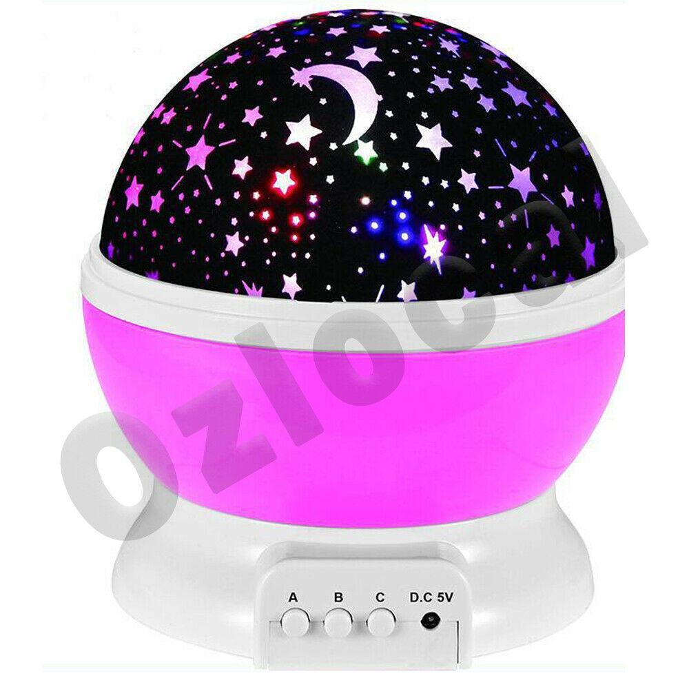 LED Star Night Light Galaxy Starry Sky Projector Party Rotating Kids Room Gift-Pink