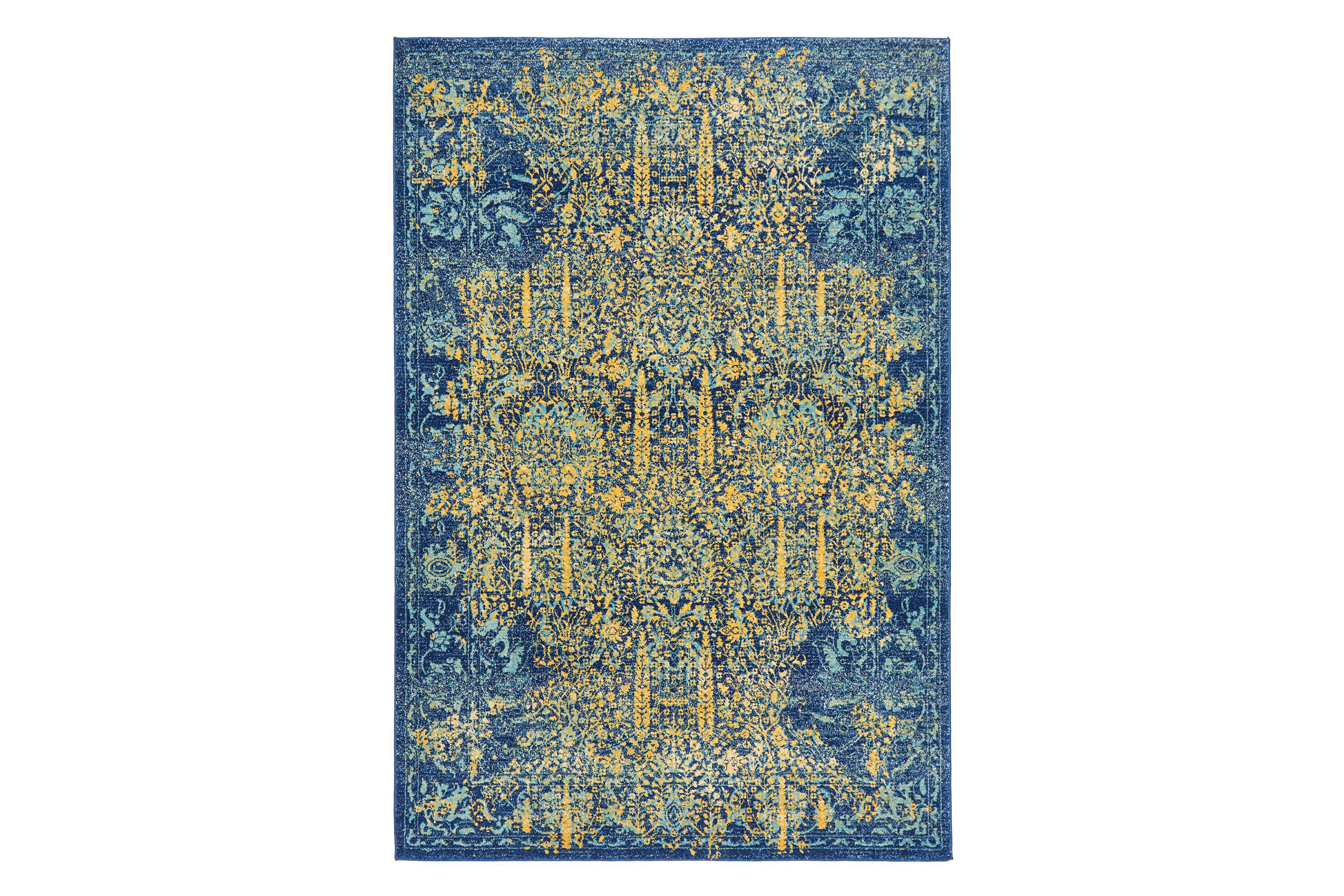 Rug Culture Rug Culture Large Royal Blue & Yellow Vintage Look Overdyed Rug - 290 x 200cm