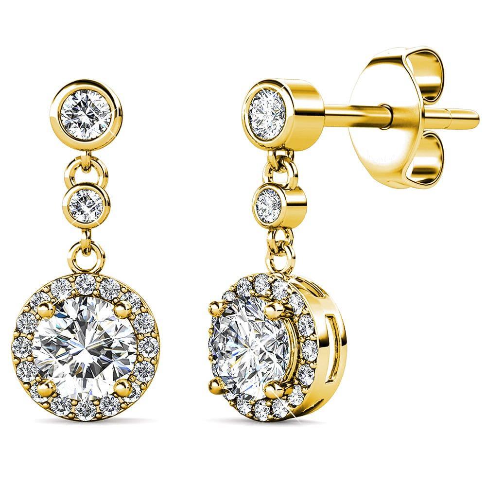 Lavish Gold Modern Drop Earrings Embellished With SWAROVSKI® crystals