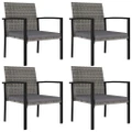 Garden Dining Chairs 4 pcs Poly Rattan Grey vidaXL