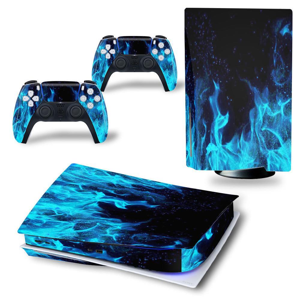 GoodGoods Sticker Vinyl Skin Wrap Decal Cover Skins For Playstation 5 Console Controllers (Blue Flame)