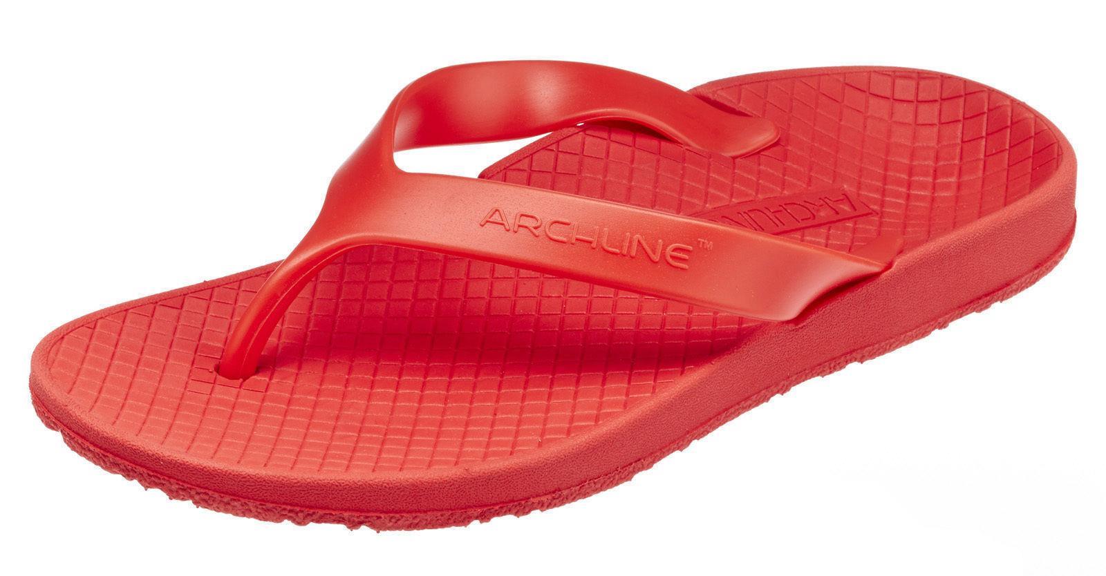 ARCHLINE Orthotic Thongs Arch Support Shoes Footwear Flip Flops Orthopedic - Red/Red - EUR 43