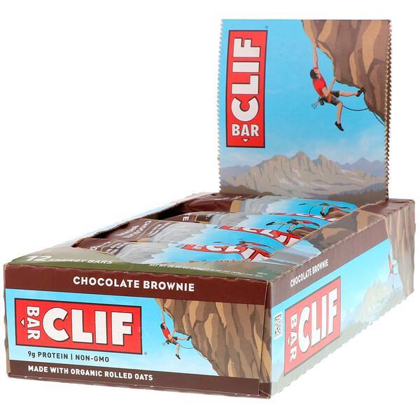 Clif Bar High Protein Organic Energy Bars + Vitamins & Minerals - Chocolate Brownie, 12 Bars (68g each)
