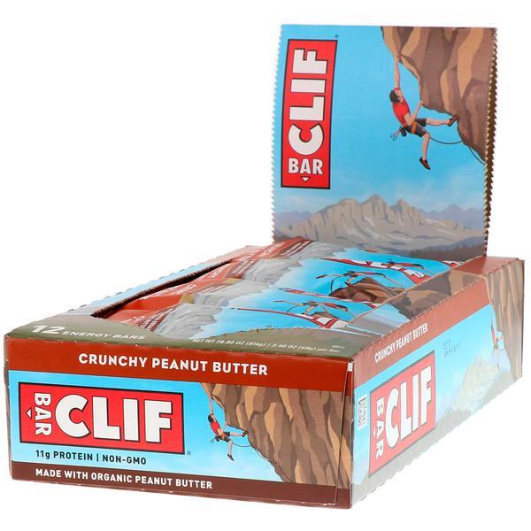 Clif Bar High Protein Organic Energy Bars + Vitamins & Minerals - Crunchy Peanut Butter, 12 Bars (68g each)