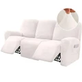8-Pieces Recliner Covers Velvet Stretch Couch Covers Slipcovers Thick Soft , Large , Ivory