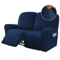 6-Pieces Recliner Covers Velvet Stretch Couch Covers Slipcovers Thick Soft , Medium , Navy