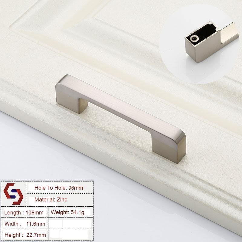 Zinc Kitchen Cabinet Handles Drawer Bar Handle Pull brushed silver color hole to hole size 96mm