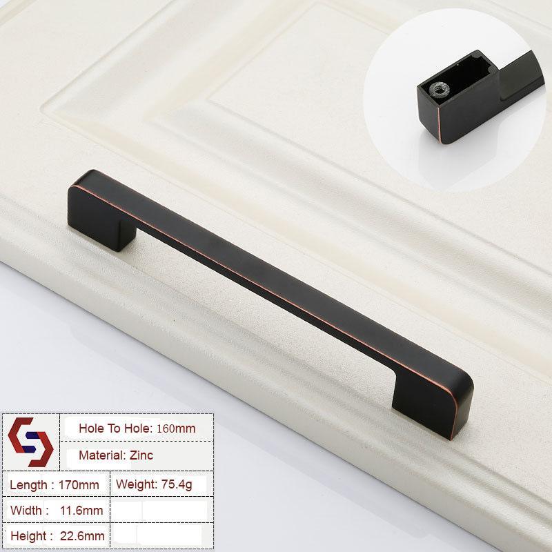 Zinc Kitchen Cabinet Handles Drawer Bar Handle Pull black+copper color hole to hole size 160mm