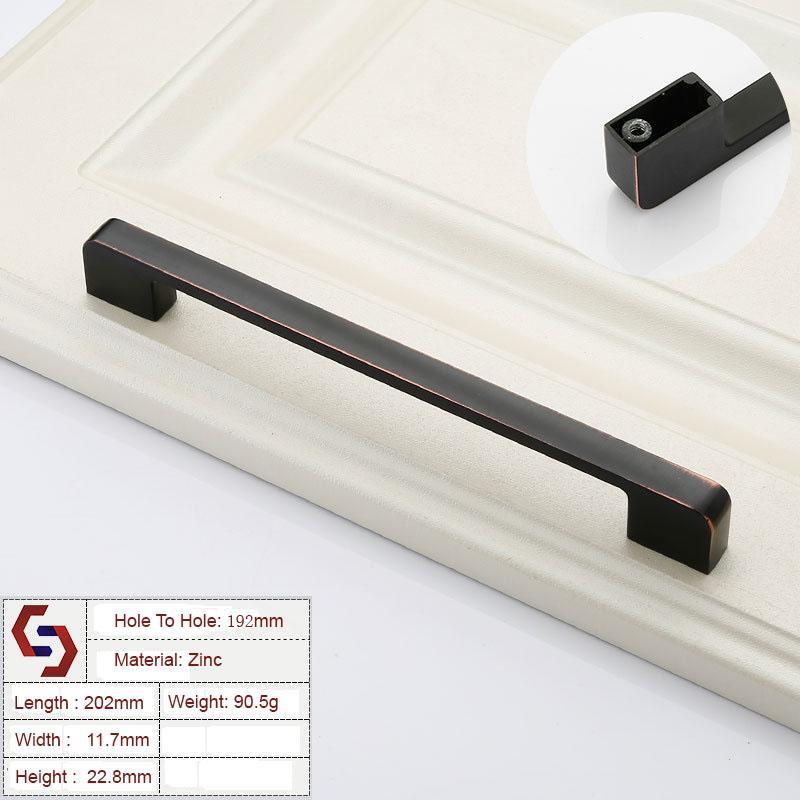 Zinc Kitchen Cabinet Handles Drawer Bar Handle Pull black+copper color hole to hole size 192mm