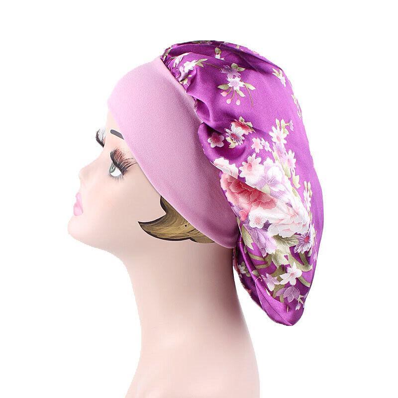 GoodGoods Silk Night Sleep Cap Hair Care Bonnet Hats Head Cover Headwear(Purple)