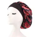 GoodGoods Silk Night Sleep Cap Hair Care Bonnet Hats Head Cover Headwear(Black & Red)