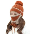 GoodGoods Winter Beanie Ski Cap + Warmer Snood Tube + Knit Mask Face Cover Set(Caramel)