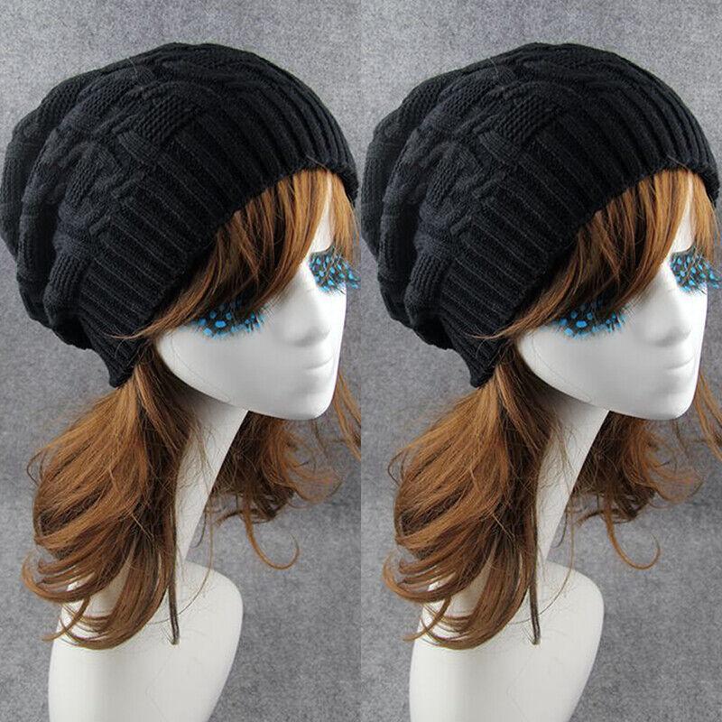 GoodGoods Chunky Cable Knitted Beanie Ski Hat Slouch Skull Cap Oversized Warmer Hats(Black)
