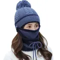 GoodGoods Winter Beanie Ski Cap + Warmer Snood Tube + Knit Mask Face Cover Set(Navy Blue)