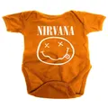 Nirvana Baby Grow White Smile Band Logo new Official Orange 0 to 24 Months