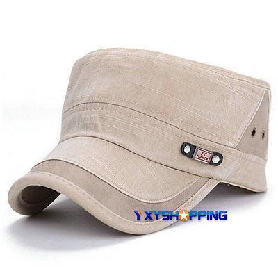 GoodGoods Classic Military Baseball Cap Stitching Flat Hat Visor Hats(Beige)