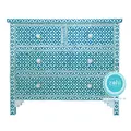 Zohi Interiors Bone Inlay 4 Drawer Chest in Teal