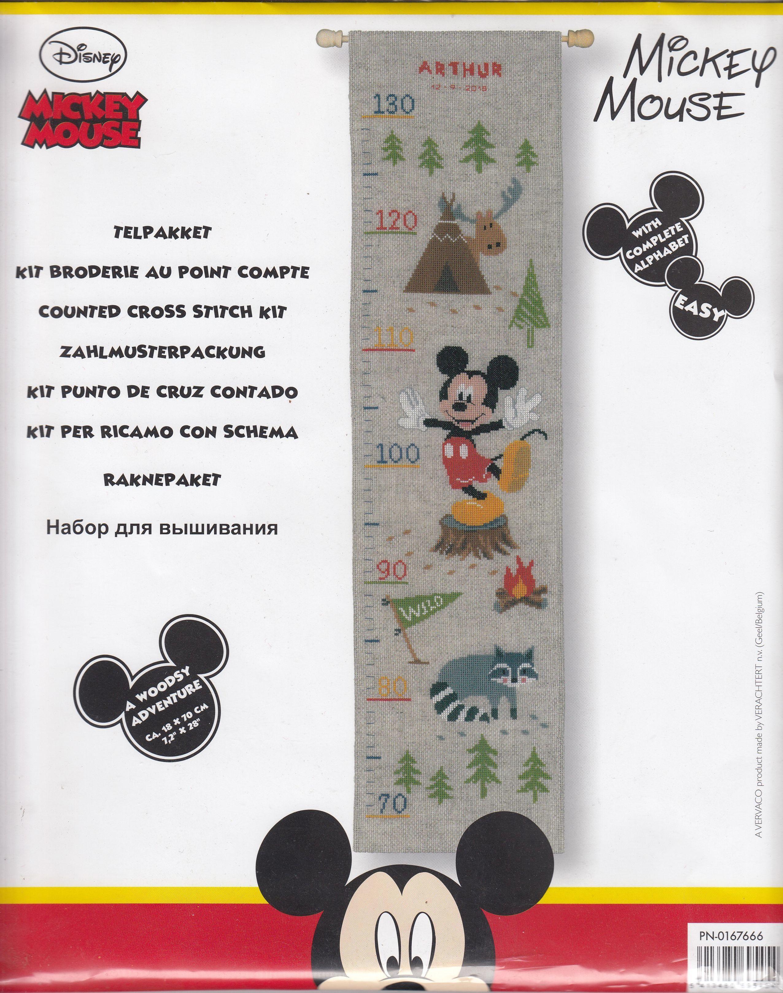 Vervaco DISNEY WOODSY ADVENTURE Growth Chart Counted Cross Stitch Kit PN-0167666