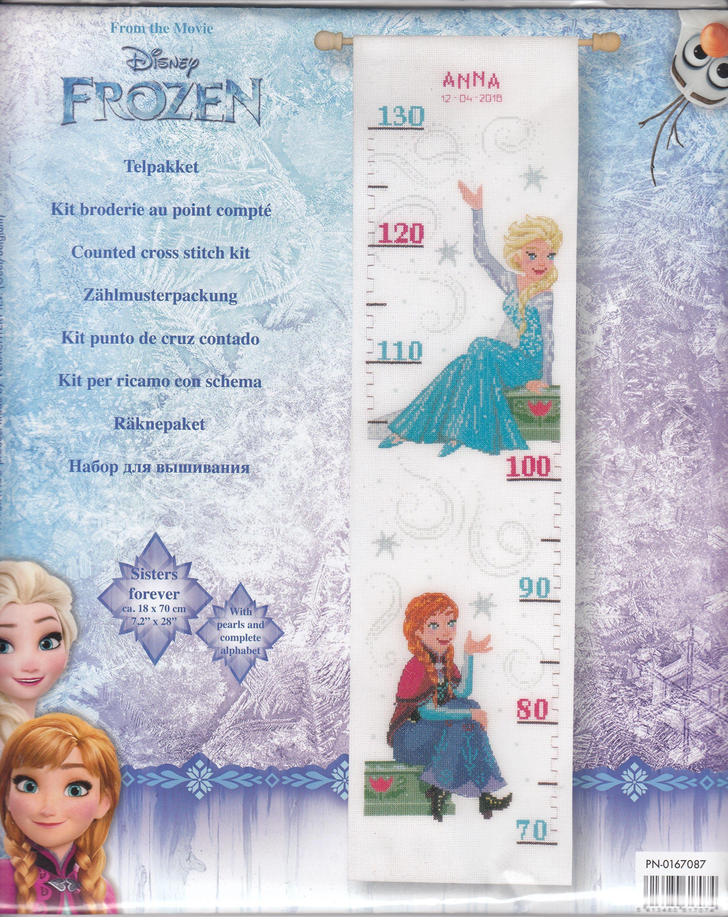 Vervaco DISNEY SISTERS FOREVER Growth Chart Counted Cross Stitch Kit PN-0167087