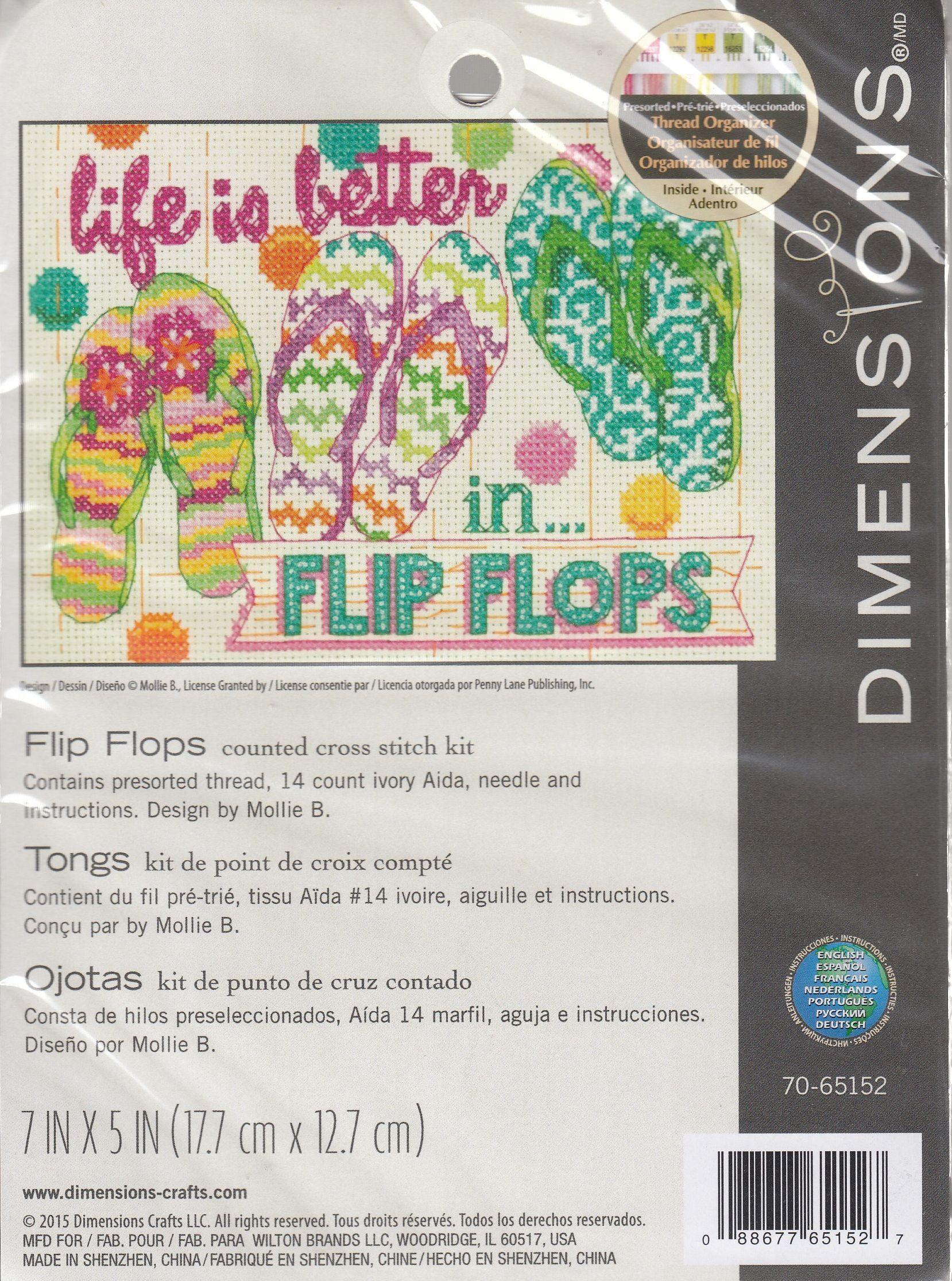 FLIP FLOPS Counted Cross Stitch Needlepoint Kit 7" x 5", 70-65152