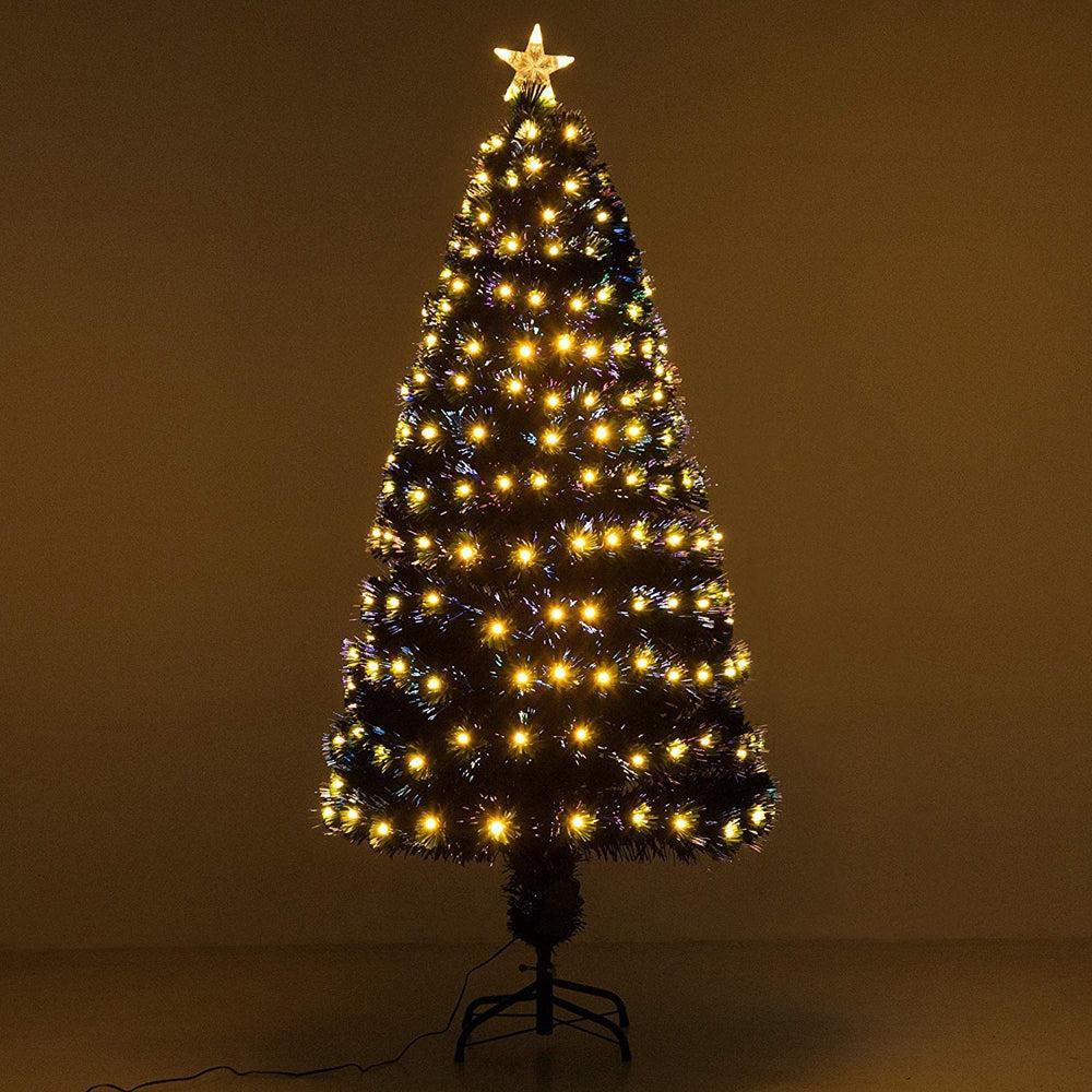 180cm 6 ft Christmas Tree Fibre Optic LED Light Animated Indoor Lit Up Tree Decoration - 180cm Warm White