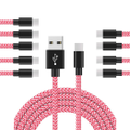 Adore 10Packs USB Type C Cable Nylon Braided W Phone Cable Fast Charger Cable USB Cord (Pink White, 2M)