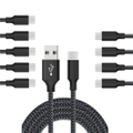 Adore 10Packs USB Type C Cable Nylon Braided W Phone Cable Fast Charger Cable USB Cord (Black Gray, 3M)