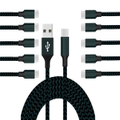 Adore 10Packs USB Type C Cable Nylon Braided W Phone Cable Fast Charger Cable USB Cord (Black Blue, 3M)