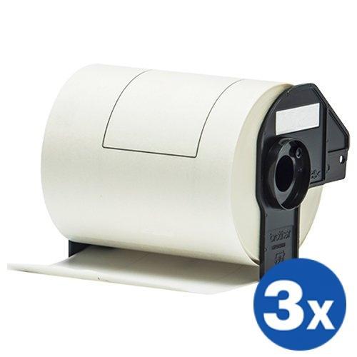 3 x Brother DK-11247 DK11247 Generic Black Text on White 103mm x 164mm Die-Cut Paper Label Roll - 180 labels per roll