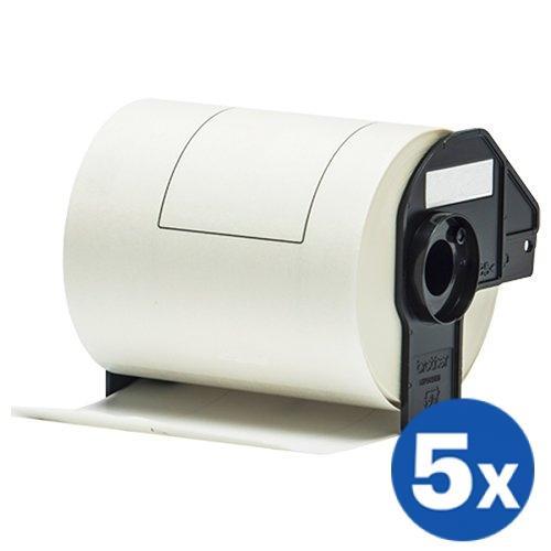5 x Brother DK-11247 DK11247 Generic Black Text on White 103mm x 164mm Die-Cut Paper Label Roll - 180 labels per roll
