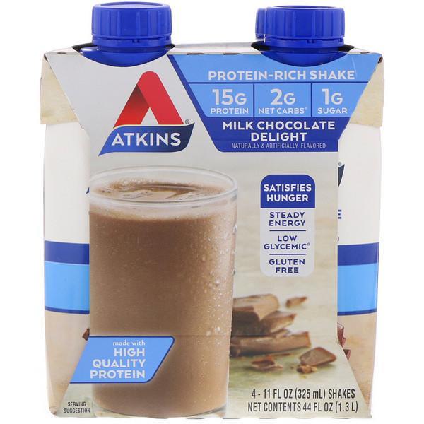 Atkins Protein Rich Shake Milk Chocolate Delight - 4 Shakes, 325ml each