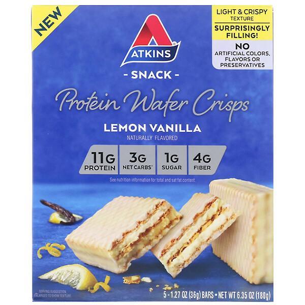 Atkins Protein Wafer Crisps Lemon Vanilla - 5 Bars (36g each)