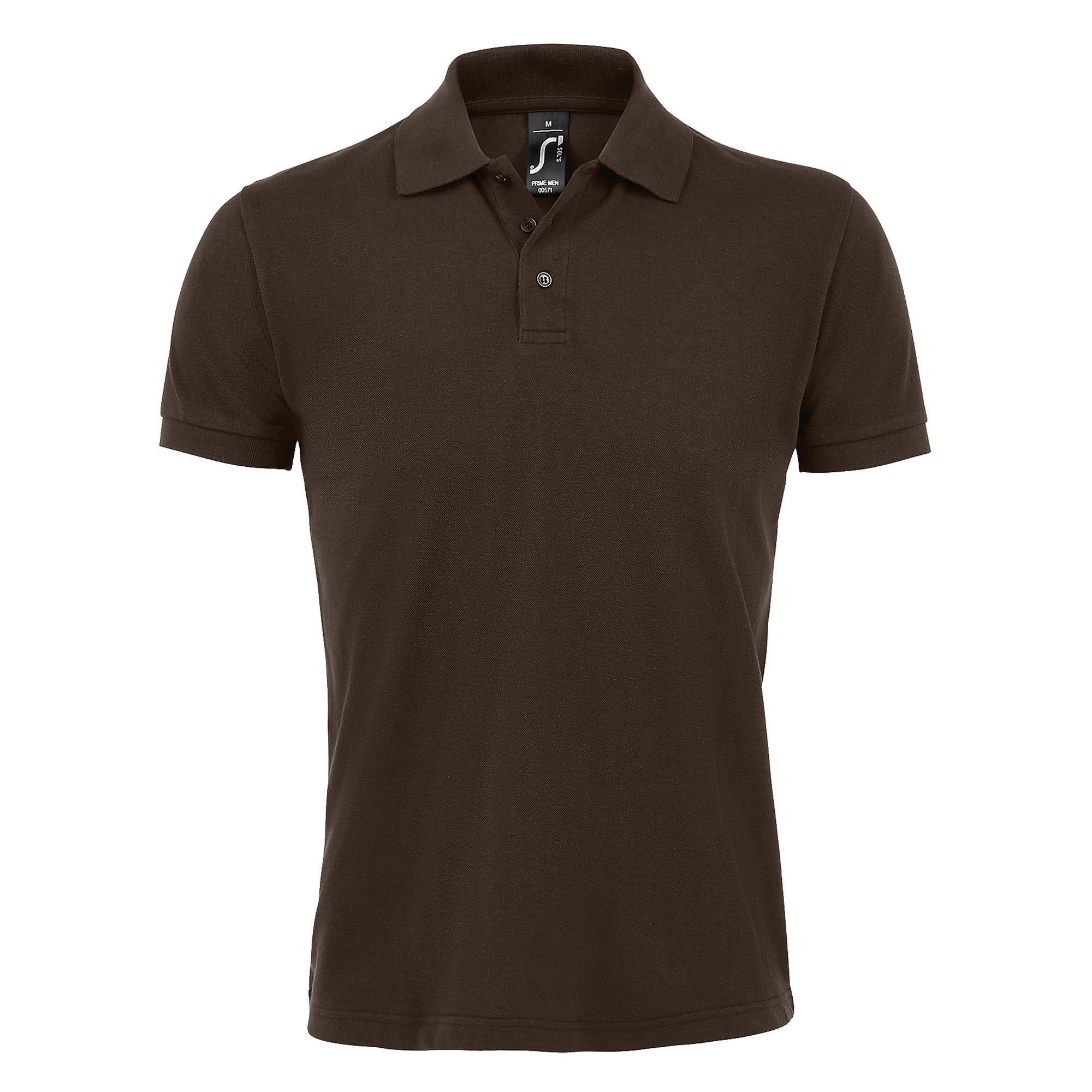 SOLs Mens Prime Pique Plain Short Sleeve Polo Shirt (Chocolate) (XL)