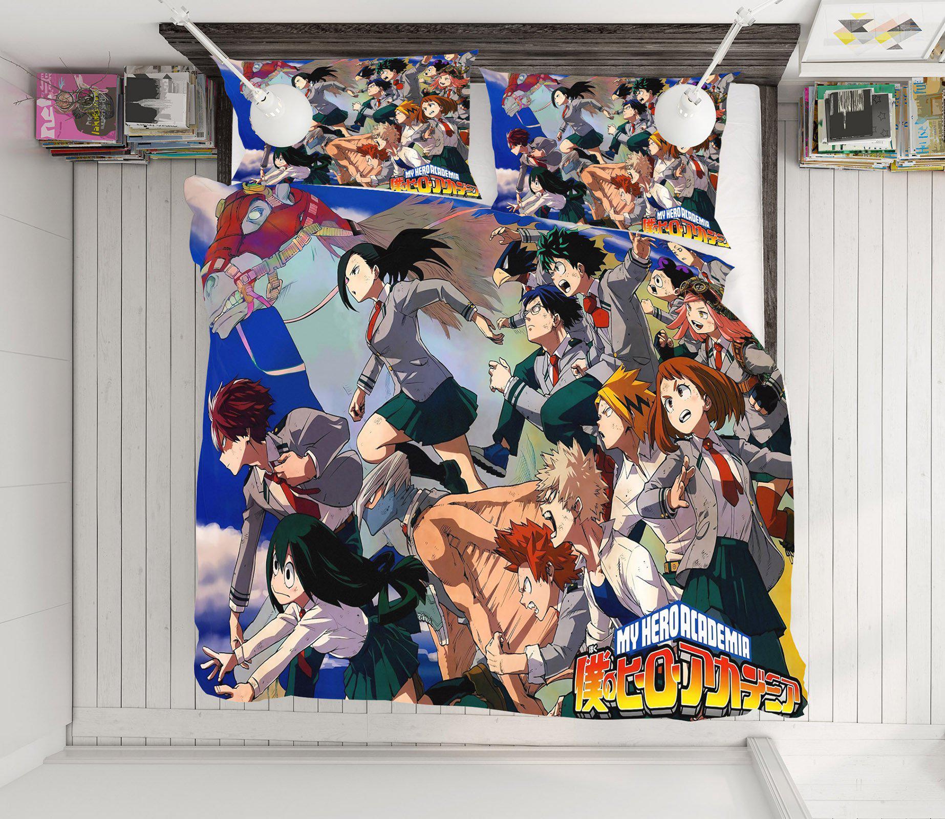 3D Bed Pillowcases Quilt My Hero Academia 21087 Anime Quilt Cover Set Bedding Set Pillowcases 3D Bed Pillowcases Quilt Duvet cover